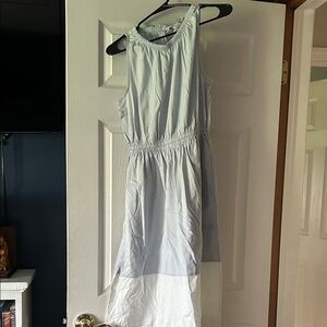 Elegant Light Blue/white Sleeveless Dress XS